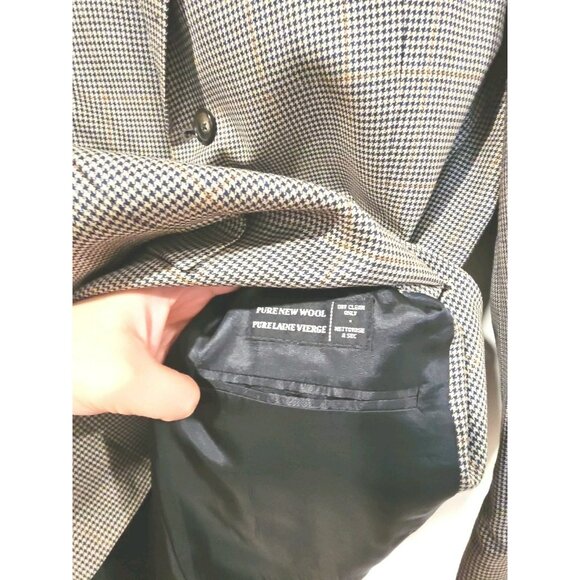 Nautica Neptune Sport Jacket/Blazer Men's 42R Beige Blue Houndstooth Wool Canada - Picture 10 of 14